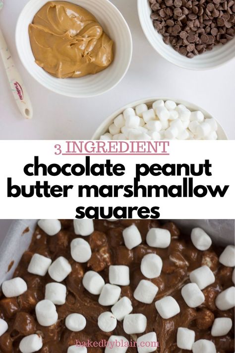 What To Make With Mini Marshmallows, Mini Marshmallow Recipes Desserts, Peanut Marshmallow Squares, Marshmallow Squares Peanut Butter, Mini Marshmallow Recipes, Peanut Butter Marshmallow Squares Recipe, Marshmellow Peanutbutter Squares Easy, Marshmallow Peanut Butter Squares, Chocolate Peanut Butter Marshmallow Bars