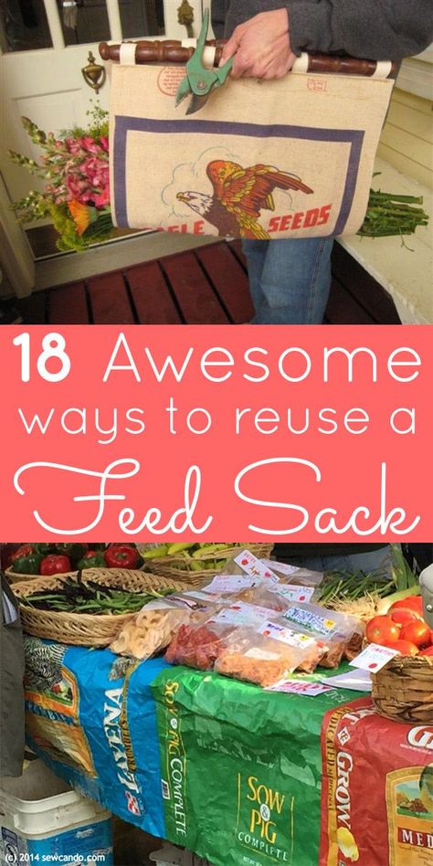 You don't have to toss those empty pet food bags! Check out these amazing feed sack crafts, and turn that empty sack into something super awesome. Recycled Feed Bag Ideas, Chicken Feed Bag Totes, Pet Food Bags Upcycle, Repurposed Feed Bags Ideas, Upcycle Dog Food Bags, Repurposed Feed Bags, Feed Bags Repurposed Diy, Feed Sack Tote Bag Pattern, Feed Bag Tote Pattern