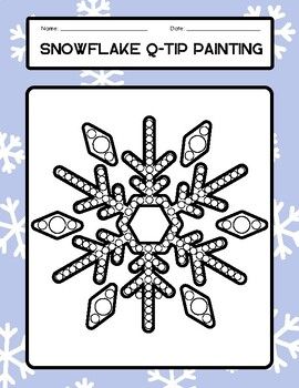 Q Tip Christmas Painting, Christmas Qtip Painting, Q Tip Snowflakes, Q Tip Art, Q Tip Painting, Snowflake Craft, Preschool Coloring Pages, Painting Winter, Painting Activities