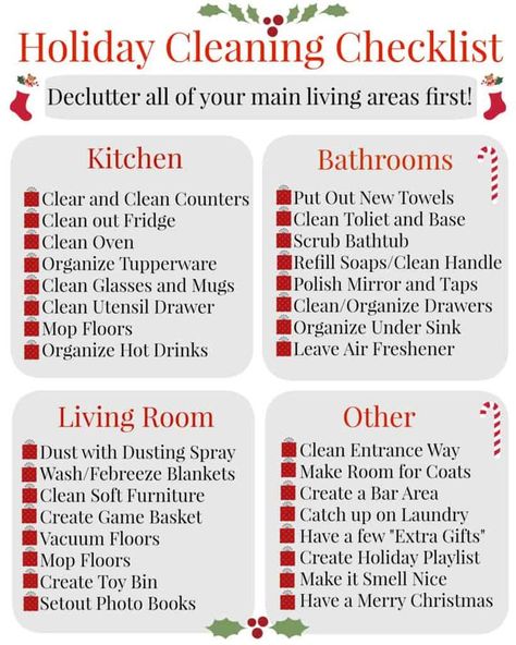 HOLIDAY HOUSE CLEANING CHECKLIST.  Bathroom cleaning | kitchen cleaning | DIY house cleaning tips  #cleaningtipsandtricks Holiday Cleaning Checklist, Tupperware Organizing, Deep Cleaning House, Dusting Spray, Christmas Cleaning, Holiday Cleaning, Holiday Checklist, Deep Cleaning Hacks, Clean Fridge