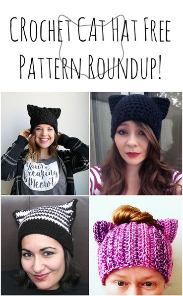 Crochet cat hat pattern roundup! List of 5 free cat ear beanie crochet patterns. Cat Ear Hat Pattern, Cat Beanies, Crochet Cat Beanie, Comfy Crochet, Cat Hat Pattern, Crochet Cat Hat, Cat Ears Hat, Cat Eared Beanie, Cat Beanie