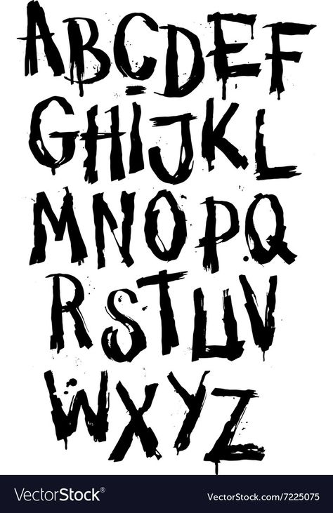 Grunge Handwriting, Grunge Writing, Punk Writing Font, Punk Font Alphabet, Grunge Alphabet, Blocky Font, Rock N Roll Font Alphabet, Grunge Fonts, Grunge Lettering