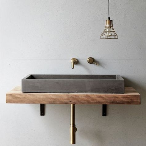 Concrete Bathroom Sink, Industrial Style Bathroom, Concrete Bathroom, Concrete Basin, Concrete Sink, Small Toilet, Toilet Room, Hotel Project, Bathroom Reno