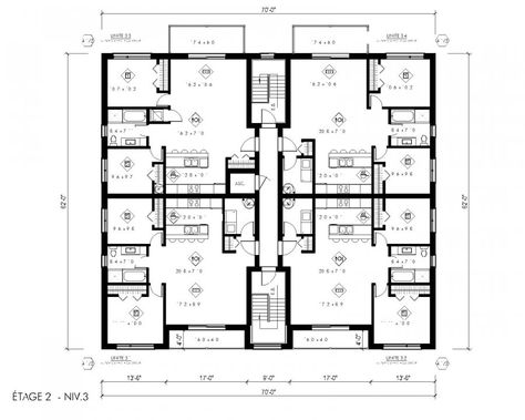 2 Unit Apartment Building Plans, 4 Unit Apartment Building Plans, Small Apartment Complex Plans, Small Apartment Building Plans, Small Apartment Complex, Office Building Plans, Residential Building Plan, Flat Plan, Hotel Bedroom Design