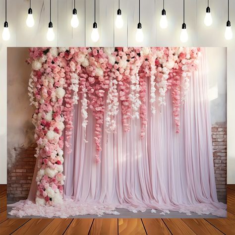 Rose Themed Birthday Party, Banner Photobooth, Elegant Engagement Party, Quinceanera Pink, Wedding Color Pallet, Background Wedding, Dessert Table Decor, Cherry Blossom Wedding, Backdrop Photography