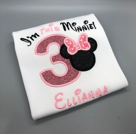 Minnie Mouse Custom Shirts, Minnie Mouse Birthday Shirt Three, Minnie Mouse 3rd Birthday Outfit, Mini Mouse Birthday Shirt Ideas, 3rd Birthday Mini Mouse, Mickey And Minnie Birthday Shirts, 3 Minnie Mouse Birthday, Minnie Birthday Shirt, Minnie Mouse Birthday Shirt Ideas