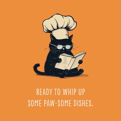 Meet our culinary mastermind, the Chef Cat! 🍳 With whiskers twitching in concentration, this feline chef dives into the pages of a cookbook, ready to whip up some paw-some dishes. Whether it's purrfect pastries or gourmet kibble, our Chef Cat brings creativity and charm to the kitchen. 🐾✨ Bon appétit, fellow foodies!                      #ChefCat #FelineCuisine #CookingWithCats #WhiskerWonders Cat Stealing Food, Cat Cooking, Chef Cat, Chef Cats, Cat Whiskers, The Chef, Cats Illustration, Cat Stuff, Cooking Dinner