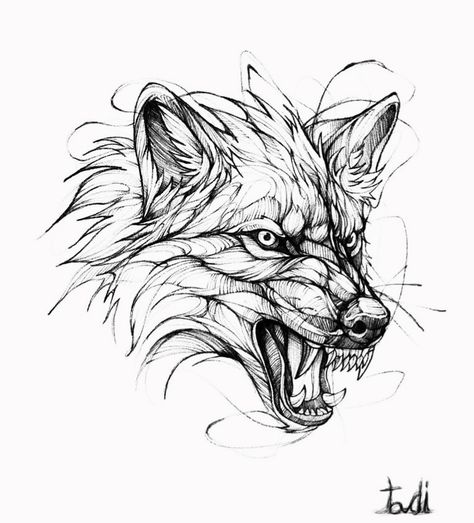 Black Work Wolf Tattoo, Sketch Wolf Tattoo, Wolf Tattoo Design Sketches, Wolf Tattoo Outline, Wolf Outline Tattoo, Angry Wolf Tattoo Design, Snarling Wolf Tattoo, Fenrir Tattoo Design, Wolf Tattoo Drawing