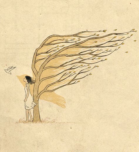 Heng Swee Lim. Books Illustration, Wind Art, Blowing In The Wind, Love Doodles, Desenho Tattoo, Tree Drawing, Art And Illustration, Tree Art, A Tree