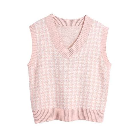 452bf208bf901322968557227b8f6efedesc49466651ri Crop Top Autumn, Crop Top Styles, Preppy Mode, Waistcoat Woman, Houndstooth Sweater, Pullover Mode, Grunge Look, Style Japonais, Knitted Vest