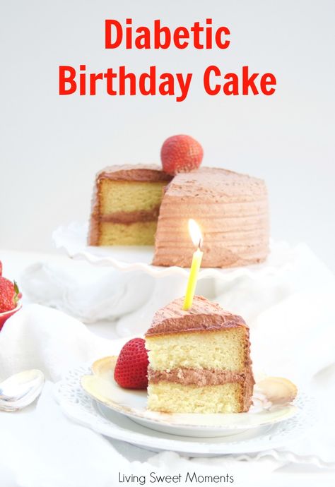 This delicious Diabetic Birthday Cake Recipe has a sugar free vanilla cake with sugar free chocolate frosting. A decadent and tasty dessert for everyone! Sugar Free Chocolate Frosting, Sugar Free Vanilla Cake, Sugar Free Cakes, Sugar Free Cake Recipes, Sugar Free Baking, Sugar Free Cake, Nice Recipes, Tasty Dessert, Birthday Cake Recipe