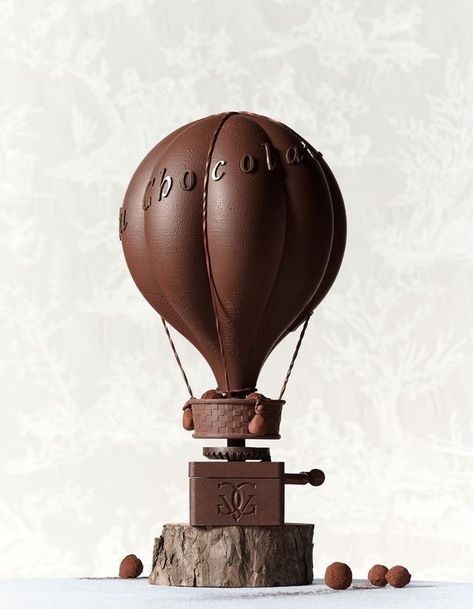 Hot Air Balloon, Dark Chocolate, Basket Weave, Crank - Maxine Frédéric Chocolate Showpiece, Awesome Desserts, Chocolate Creations, Chocolate Basket, Chocolate Art, Basket Weave, Hot Air Balloon, Air Balloon, Fun Desserts