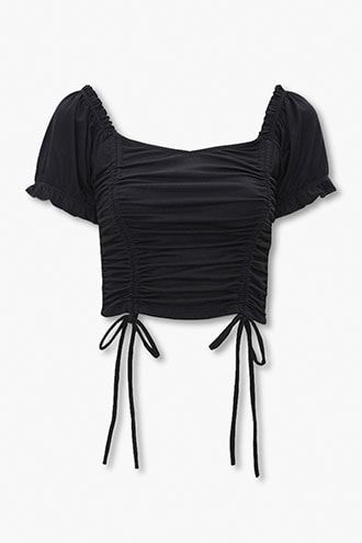 Ruched Ruffle-Trim Crop Top Cool Crop Tops Aesthetic, Crop Tops For 12-13, Crop Tops For Summer, Belly Shirts Crop Tops, Siyah Crop Top, Baju Crop Top, Cute Crop Tops Aesthetic, Trending Crop Tops, Forever 21 Clothes