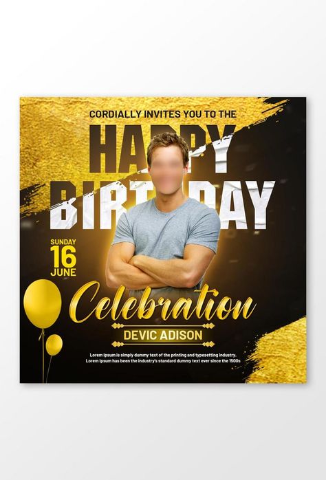 Birthday Social Media Post, June Celebrations, Simple Birthday Party, Happy Birthday Design, Birthday Cartoon, Happy Birthday Celebration, Calligraphy Name, Graphic Design Flyer, Birthday Posts