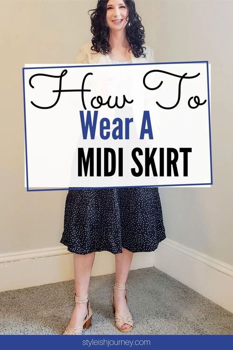 Easy ways to wear a midi skirt for a casual aesthetic. Wear your midi skirt for Spring and Summer with these styling tips. How to style a midi skirt. Spring Everyday Midi Skirt, Versatile Midi Skirt For Day Out, How To Wear A Skirt, Ways To Wear Midi Skirt, Trendy Flowy Midi-length Skirt, How To Style A Midi Skirt, Non-stretch Summer Midi Skirt, Casual Midi Skirt Outfit, Mid Length Skirt Outfit