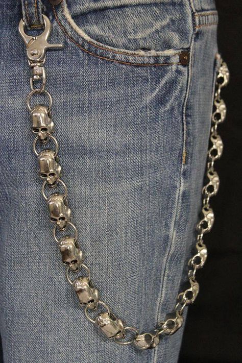 New Men Style, Wallet Chains, Motorcycle Jeans, Grunge Jewelry, Edgy Jewelry, New Mens Fashion, Dope Jewelry, Estilo Punk, Funky Jewelry