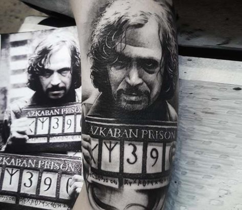 Sirius Black Tattoo, Harry Potter Tattoo Sleeve, Harry Potter Wallpaper Backgrounds, Harry Potter Sirius, Harry Tattoos, Hp Tattoo, Harry Potter Painting, Harry Potter Tattoos, Harry Potter Tattoo