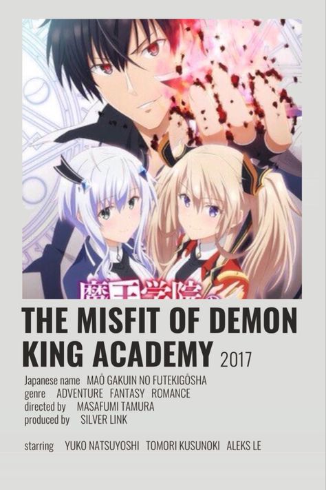 Anime Poster Dark, Anime Demon King, Misfits Of Demon King Academy, The Misfit Of Demon King Academy, Misfit Of Demon King Academy, Demon King Academy, Another Anime Poster, The Misfit Of Demon King Academy Poster, Anime Sites