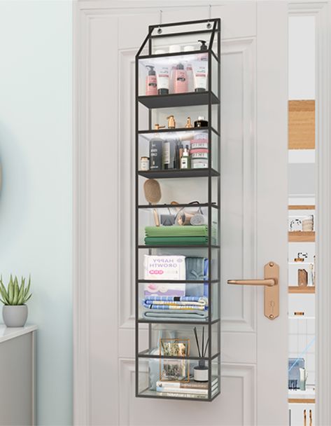 clear Design: With transparent and clear visible design, no more guessing what is in the hanging pantry organizer, easy to see the items, easy to organize intelligently, for you to quickly find and distinguish the items you need. Shelf Closet, Clear Door, Fall Decor Bedroom, Wall Mounted Storage Shelves, Pvc Storage, Over The Door Organizer, Storage Room Organization, Door Organizer, Storage Closet Organization