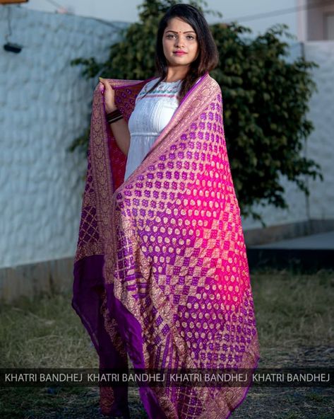 Bandhani Dupatta Suits, Sarees Pattu, Bandhani Dupatta, Designer Punjabi Suits, Indian Fashion Saree, Saree Models, Traditional Attire, Punjabi Suits, Wedding Dress Inspiration