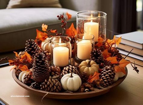 Fall Coffee Table Centerpieces, Autumnal Living Room Decor, Fall House Decorations, Thanksgiving Living Room Decorations, Fall Decor Ideas For Living Room, Autumn Living Room, Decor Ideas For Living Room, Autumnal Wedding, Fall Coffee Table