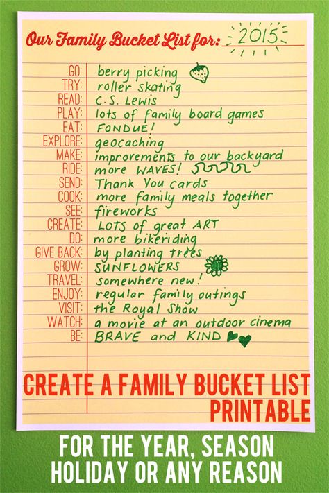 Use the word prompts on this handy printable Bucket List to decide as a family how you'll have fun together this year, this season, on holiday or for any reason. Family Bucket List Printable, Family Council, Word Prompts, Tattoo Ideas For Moms, Family Bucket List, Family Meetings, Printable Bucket List, Tshirt Quilts, Bucket List Printable