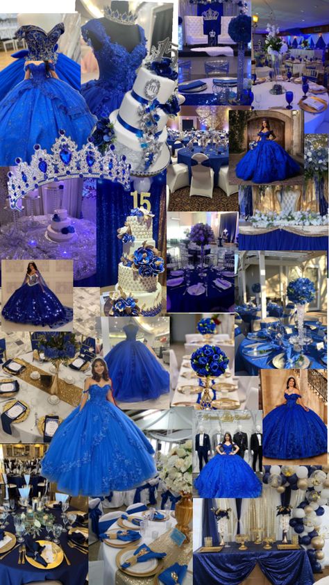 Royal Blue Quinceanera Ideas, Royal Blue Quinceanera Decorations, Royal Blue Quinceanera Theme, Blue Quinceanera Ideas, Blue Quince Dress, Blue Quinceanera Theme, Royal Blue Quinceanera Dresses, Royal Blue Quince, Quince Pictures