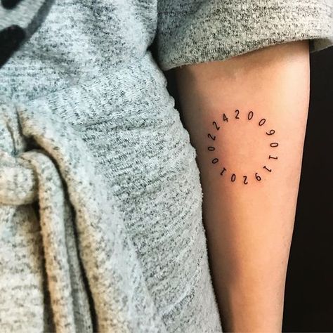 21 Number Tattoos That Honor Special Dates and Lucky Digits Unique Date Of Birth Tattoos, Tattoos Of Dates Births, Stacked Dates Tattoo, Unique Birthday Tattoos, Unique Wedding Date Tattoo, Three Dates Tattoo, Birth Time Tattoos Numbers, Ten Year Anniversary Tattoo, Creative Date Tattoos