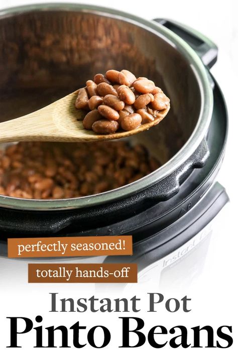 Instant Pot Pinto Beans are quick and easy to prepare. All you have to do is add the ingredients to the pot, press a button, and walk away. Cooking beans from scratch has never been easier! Instant Pot Pinto Beans, Instant Pot Beans Recipe, Pressure Cooker Beans, Cooking Beans, Pinto Bean Recipes, Vegan Instant Pot Recipes, How To Cook Beans, Best Instant Pot Recipe, Instant Pot Soup