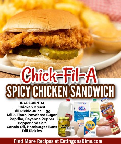 Chik Fil A Sandwich Copycat, Copycat Recipes Chick Fil A, Chick Fil A Sandwich Recipe, Chick Fil A Chicken Recipe Spicy, Copycat Chick Fil A, Chick Fil A Chicken Sandwich, Copycat Chick Fil A Sandwich, Chick Fil A Spicy Chicken Recipe, Homemade Chickfila Sandwich