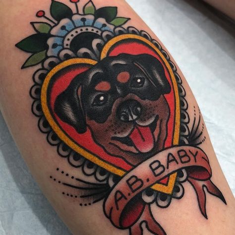 American Traditional German Shepherd Tattoo, Traditional Rottweiler Tattoo, There Better Be Dogs Tattoo, Traditional Pet Portrait Tattoo, Old School Dog Tattoo, Traditional Dog Portrait Tattoo, Bonnie Tattoo, Dog Traditional Tattoo, Dog Tattoo Traditional