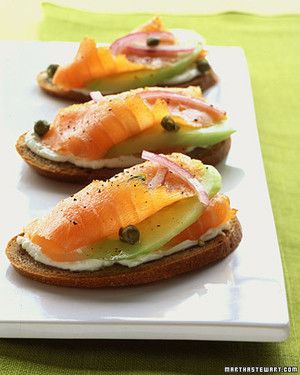 Rye Toasts with Smoked Salmon, Cucumber, and Red Onion Smoked Salmon Cucumber, Salmon Smoked, Salmon Cucumber, Smoked Salmon Appetizer, Rye Toast, Salmon Appetizer, Red Onion Recipes, Smoked Salmon Recipes, Matzo Meal