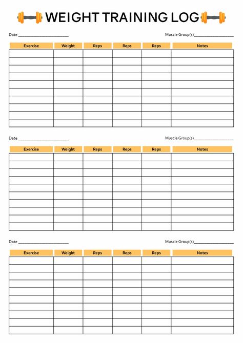 Weight Training Workout Sheet Circuit Weight Training, Gym Workout Sheet, Fitness Training Program, Workout Planning Template, Personal Training Templates, Google Sheets Workout Template, Workout Sheets Printable, Workout Spreadsheet, Workout Worksheet