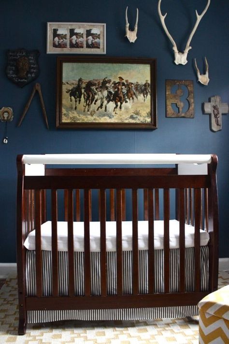 Tiny Nursery, Cowboy Nursery, Blue Nursery Boy, Traditional Nursery, Toddler Bedrooms, New Traditional, Nursery Inspiration, Baby's Room, Room Tour