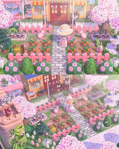 Acne Fairycore, Fairycore Ideas Acnh, Stiches House Acnh, Pink Animal Crossing Island Ideas, Pink Villagers Acnh, Acnh Island Inspirations Fairycore, Animal Crossing Kawaii Design, Fairycore Villagers Acnh, Fairycore Nooks Cranny Acnh