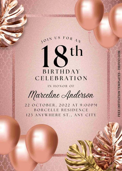 Awesome FREE PRINTABLE - 7+ Enchanted Greenery Canva Birthday Invitation Templates Using greenery in wedding and other events is one of the biggest trends and it’s easy to see why. The bold and classic look are the least reason why it’s timeless but still has a modern to... 18th Invitation Card Template, 21st Birthday Invitations Templates Free, 18th Birthday Invitation Card Template, Birthday Card Invitation Templates, Birthday Invitation Card Background, 18th Birthday Invitation Templates, 18th Birthday Invitation Card, Birthday Invitation Background, 18th Birthday Invitation