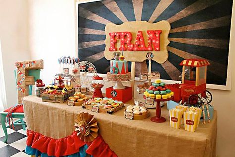 Vintage Circus Party via Kara's Party Ideas KarasPartyIdeas.com #CircusParty #VintageCircus #PartyIdeas #PartySupplies (15) Vintage Circus Birthday Party, Vintage Carnival Party, Cirque Vintage, Circus Vintage, Vintage Circus Party, Circus Carnival Party, Circus Theme Party, Carnival Themed Party, Circus Birthday Party