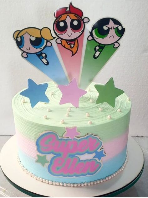 Powerpuff Cake, Powerpuff Girls Cake, Power Puff Girls Cake, Horror Themed Party, Minnie Mouse Birthday Cakes, Super Nana, Girls Cake, Birthday Snacks, Happy Birthday Wallpaper