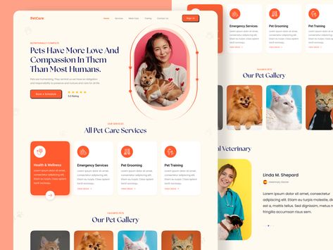 Pet Care Website Design by Rejaul Karim Babor ◕_◕ on Dribbble Grooming Design, Cat Website, Directory Design, Website Design Ideas, Freelancer Website, Creative Web Design, Graphic Design Lessons, Best Web Design, Design Jobs