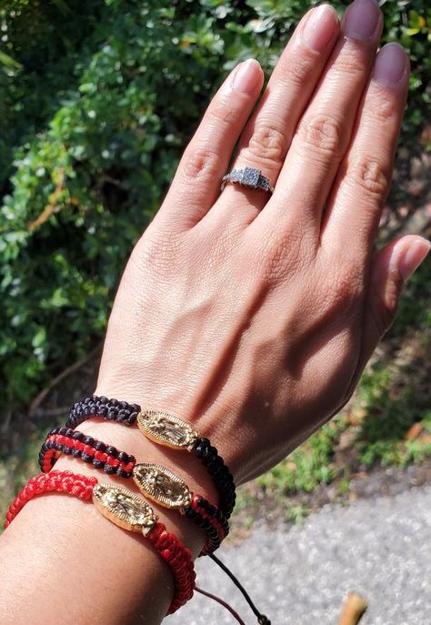 Virgin Mary Bracelet, Black Wide Leg Pants, Solid Red, Healthy Skin Care, Mother Mary, Bracelet Collection, The Pretty, Black Border, Virgin Mary