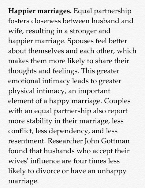 Equal partnership = happy marriage When only one of the partners contributes and the other just takes, it is a relationship that is bound to fail.  In a partner, you need to find an equal and someone who will compliment your personality, not complete it.  You don't need a boss and you definitely don't need a dependant. Equal Marriage Quotes, Marriage Is A Partnership Quotes, Marriage Partnership Quotes, Equal Partnership Quotes Relationships, Psycology Tips, Marriage Partnership, Partnership Quotes, Marriage Promises, Supportive Relationship