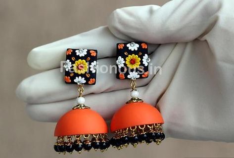 Silk Thread Earrings Designs, Silk Bangles, Terracotta Jewellery Designs, Polymer Clay Embroidery, Terracotta Earrings, Paper Quilling Jewelry, Quilling Earrings, Silk Thread Jewelry, Terracotta Jewellery