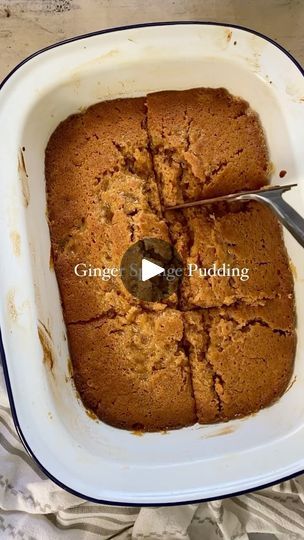 135K views · 86 reactions | 🧡 Spicy Ginger Sponge Pudding & Custard 🧡 Another cosy dessert to keep you and the family happy, plus it’s a super easy bake! 
Ginger Sponge Pudding 
To serve 6 

Ingredients 
For the batter 
175g softened butter 
75g soft dark brown sugar 
180g ginger preserve 
2 large eggs 
1 tsp ground ginger 
1/2 tsp ground cinnamon 
1/2 tsp ground nutmeg 
1 tsp vanilla extract 
175g self raising flour 

For the glaze 
100g ginger preserve 
2 tbsp freshly boiled water 

Method
1. Preheat fan oven to 160 degrees Celsius. Add the butter and sugar to a mixing bowl and beat with a mixer/hand mixer/whisk until light and fluffy. Then beat in the ginger preserve and the eggs one at a time. The add and fold in the ground spices, vanilla and flour until you have a smooth fully comb Ginger Pudding Recipe, Sponge Pudding Recipe, Ginger Pudding, Pudding Custard, Sponge Pudding, Ooey Gooey Bars, Gooey Bars, Self Raising Flour, Dark Brown Sugar