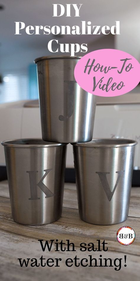 Glass Etching Diy, Etching Diy, Metal Etching, Tumbler Cups Diy, Diy Cups, Kitchen Counters, Handmade Beauty Products, Cricut Tutorials, Diy Interior