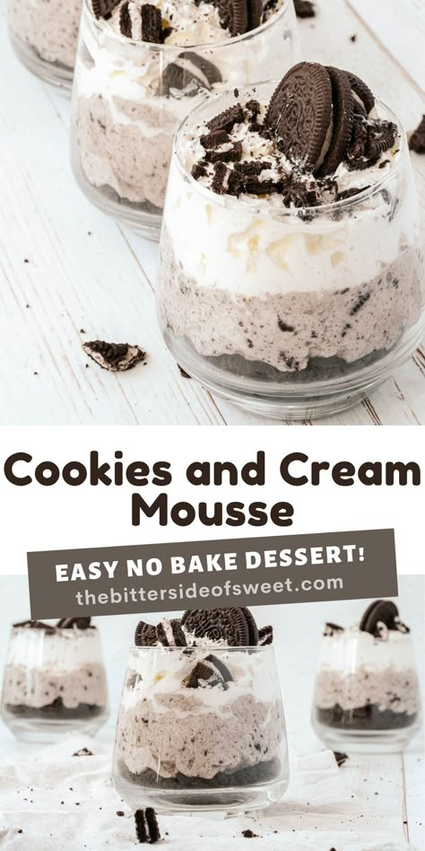 Last Min Dessert, Thing To Bake Desserts Easy, Easy Desserts With Few Ingredients Easy Desserts With Few Ingredients No Bake, No Bake Oreo Mousse, Easy Oreo Mousse, Sweet Desserts Easy Treats, Easy Recipes For Beginners Desserts, Quick Fun Desserts, Oreo Dessert Easy 3 Ingredients