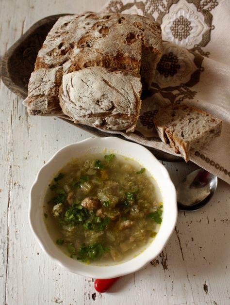 Christmas thistle soup from Abruzzo - Abruzzo With Gusto Italy Food Recipes, Abruzzo Recipes, Veal Meatballs, Italian Christmas Recipes, Paleo Soup, Holiday Dishes, Italian Soup, Italian Christmas, Italy Food