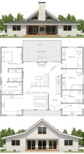 Single Floor Floor Plans, Farmhouse Flooring, Shipping Container House Plans, Casa Country, Container House Plans, Plans Modern, Farmhouse House, Barn Style House, Container House Design