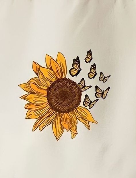 Sunflower Drawing Aesthetic, Butterfly Drawing Aesthetic, Sunflower Drawings, Ankle Tattoo Ideas, Flower Tattoo Ideas, Creative Wall Painting, Mom Tattoo Designs, Lotus Flower Art, Sunflower Drawing