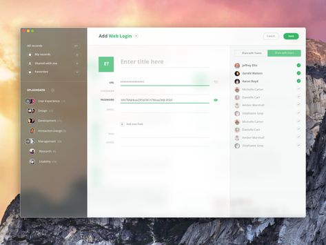 Add New Record - Password Manager for Mac by Shpëtim Ujkani Password Manager, Mobile App Ui, User Interface Design, Interface Design, Oil And Gas, User Interface, Ui Design, Global Community, Mobile App