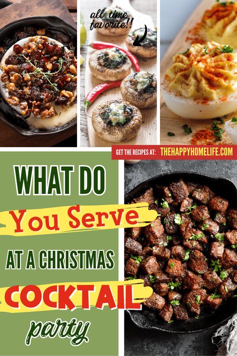 Spice Up Your Christmas Party! - Discover Mouthwatering Recipes and Expert Tips for a Memorable Cocktail Celebration! Appetizer Cocktail Party, Progressive Cocktail Party Ideas, Christmas Cocktail Party Menu Ideas, Christmas Eve Cocktail Party, Christmas Happy Hour Ideas, Food For Cocktail Party, Holiday Cocktail Party Food, Christmas Cocktail Party Food, Cocktail Set Up For Party